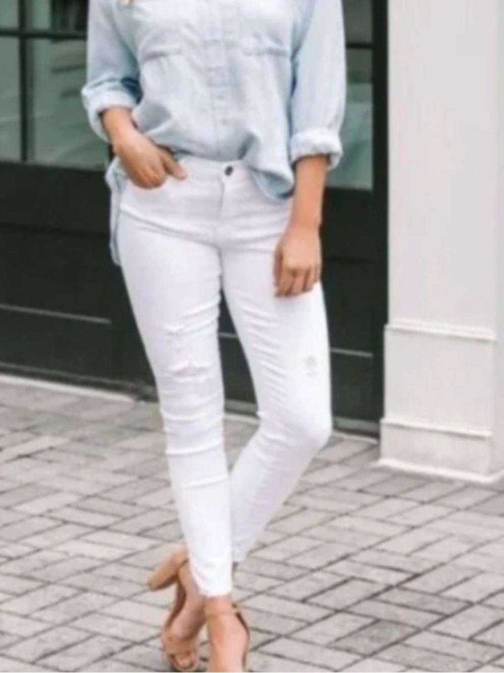 Pistola white distressed mid rise jeans size 26
